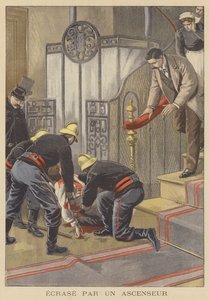 A concierge crushed to death by a lift by French School